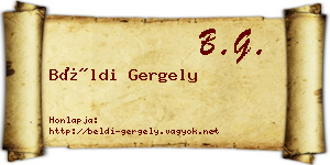 Béldi Gergely névjegykártya